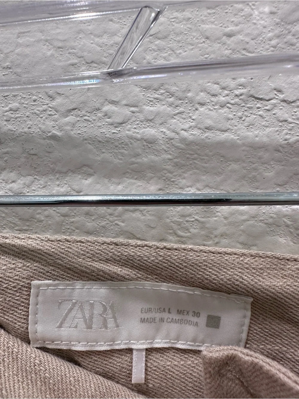 Zara Womens Tan Linen Blend Wide Leg Culotte‎ Pants Raw Hem Neutral Size L